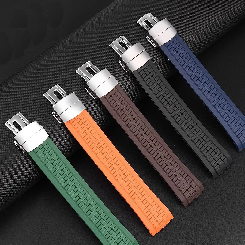 21mm Colorful Silicone Rubber Watchband For Patek Watch Strap for Aquanaut Philippe Series 5164a 5167a Butterfly Buckle