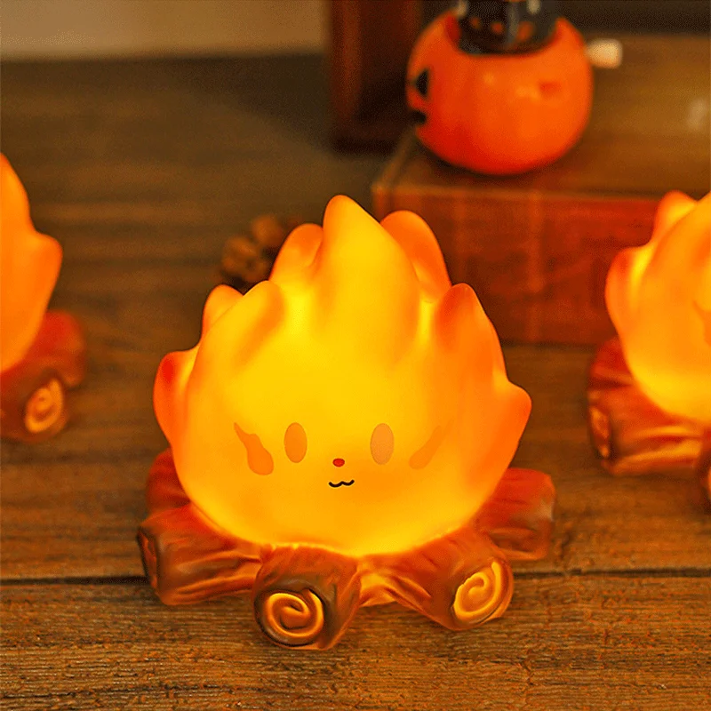 Mini Campfire LED Candle Night Light Festive Ambient Decor Lamp Perfect Party Favor Gift Desktop Ornament for Holiday Atmosphere