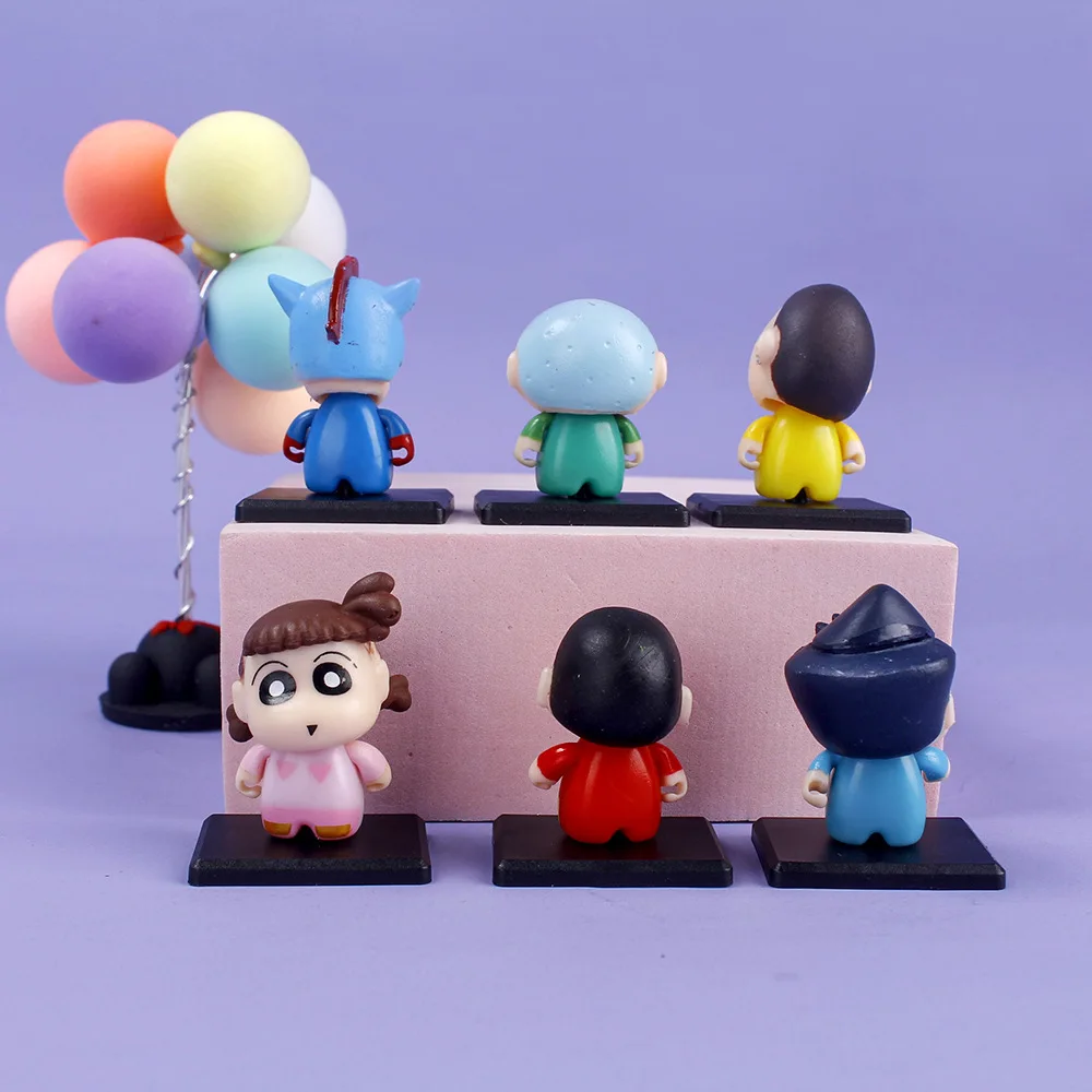 Nouveau 6 pièces/ensemble Anime Crayon shin-chan figurines Mini Nohara Shinnosuke poupée modèle voiture décoration enfants jouets Fans cadeau