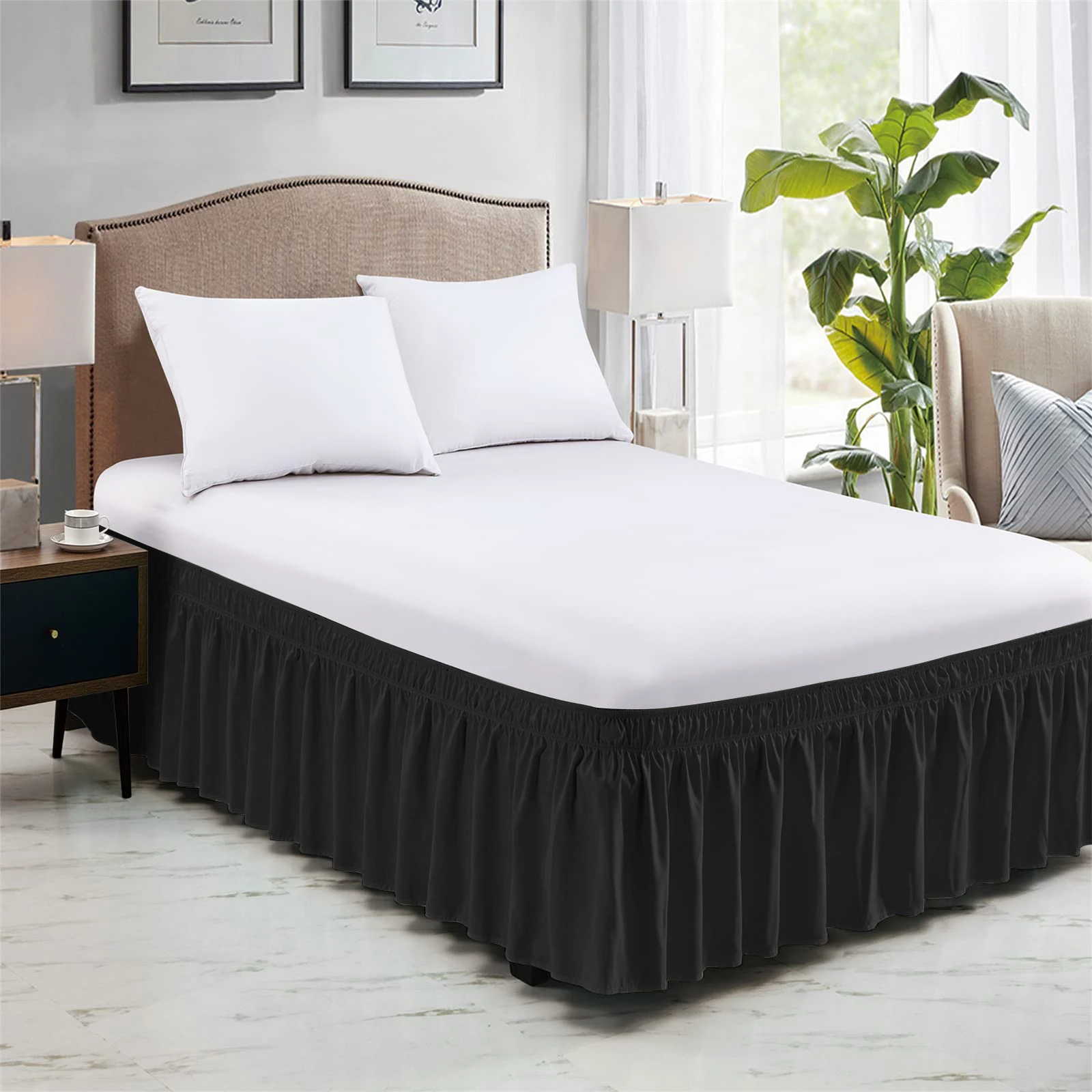 Weicher Bettrock mit Elastischer Einstellung, Knitterfreier Bettumfang aus Gebürsteter Polyester-Mikrofaser, Einfach Anzubringender Bett-Staubschutz – Detail 9