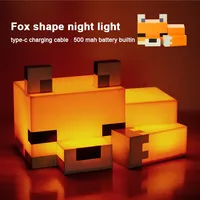 MC Game Cute Fox Night Light Soft Orange Glow Officially Licensed Decor And Desk Lamp For Gaming Room Or Kids And Tween Bedroom
