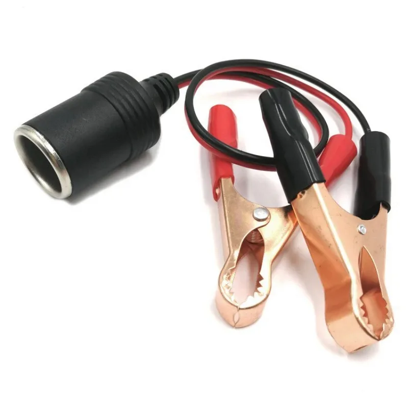 12v Car Battery Cigarette Lighter Power Socket Adaptor Terminal Clip-on Connector Emergency Power with Cable Line Clamps Clips