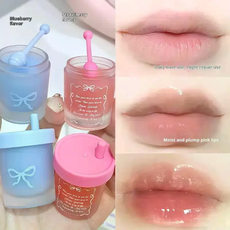 

1/2 шт., кружка для сока, увлажняющая маска для губ, увлажняющая, осветляющая линия губ, фруктовый макияж, однотонный тонированный бальзам для губ, желейный блеск, макияж