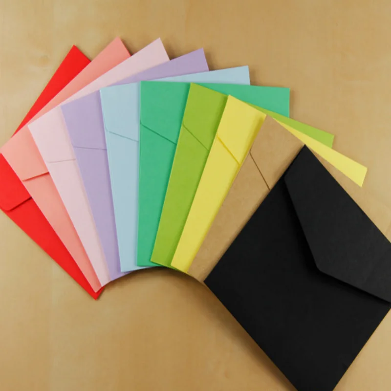 Colorful Kraft Square Envelopes for Bank Card, Membership Card, Wedding Party Invitation, 50 PCs/Lot