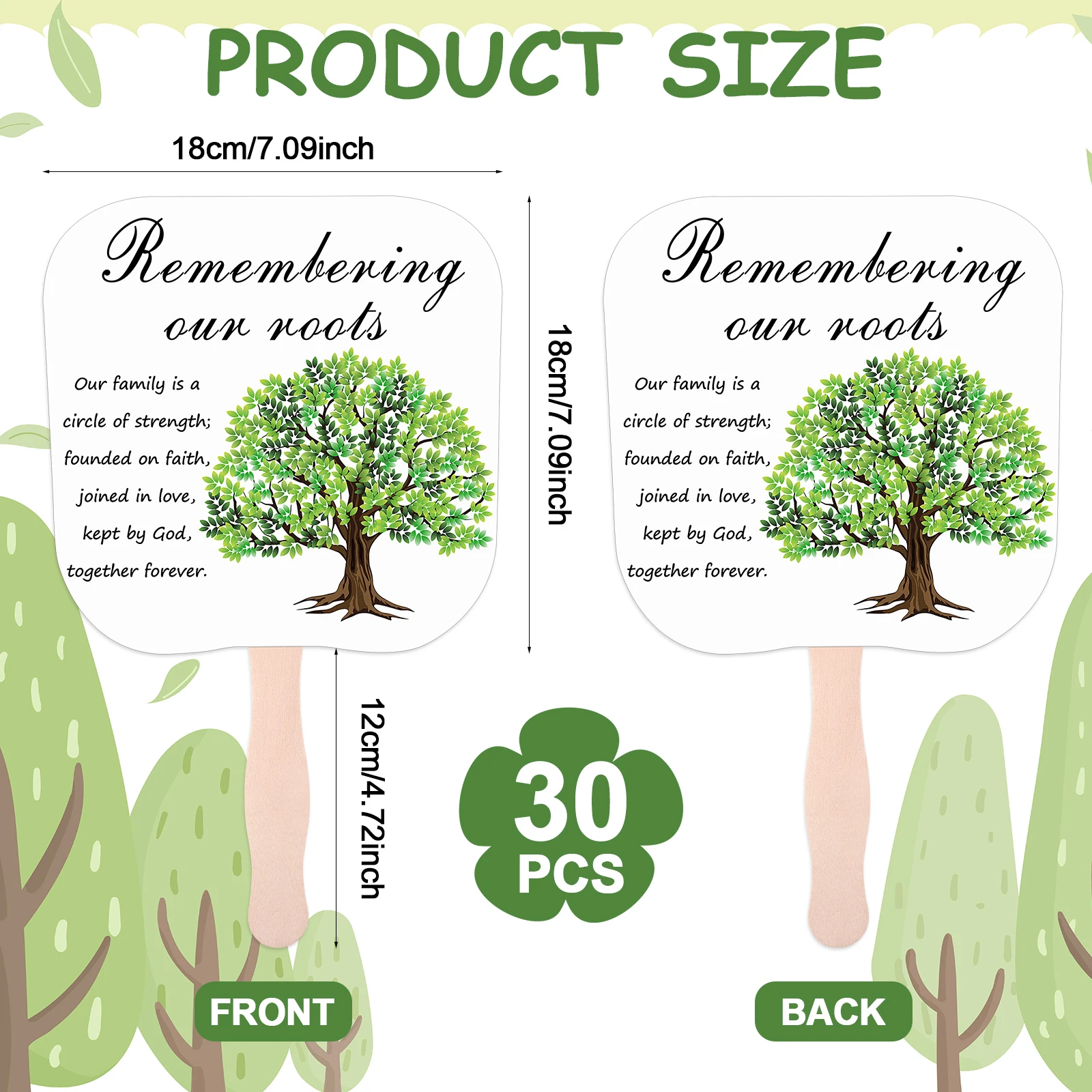 New 30 Pcs Family Reunion Fans Remembering Our Roots Handheld Paper Fan With Wooden Handle Tree Gathering Party Favors Bulk F