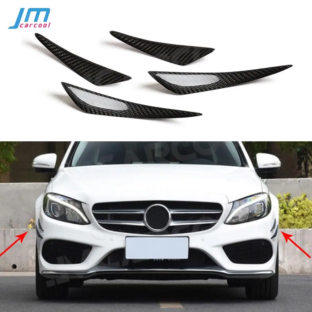 

4 PCS/Set Carbon Fiber Side Shark Fins Canards For Mercedes-Benz For BMW For Audi Front Bumper Lip Splitters Flaps Apron