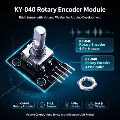 100Pcs KY-040 Rotary Encoder Sensor, 20-Pulse Brick Module for Arduino/RPi