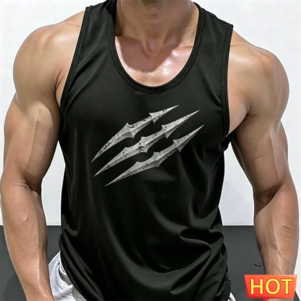Sommer Neue Fitness-Westen für Herren, Modische Ärmellose Sport-T-Shirts, Gym-Westen, Atmungsaktive Schnelltrocknende Tanktops für Männer
