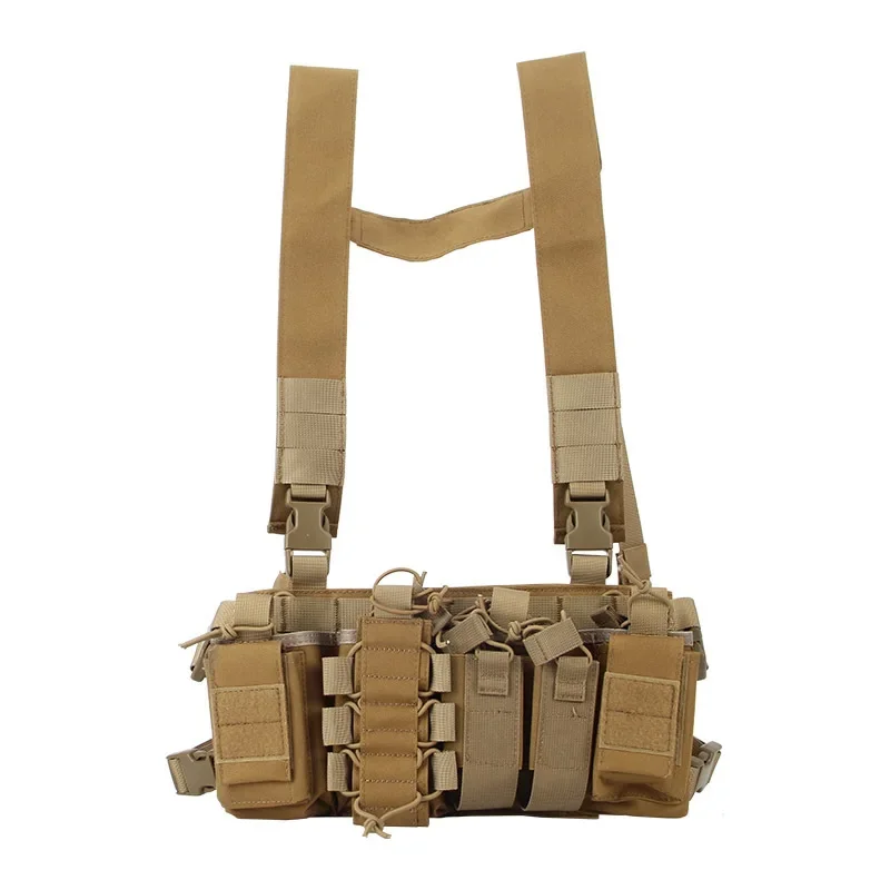 

Tactical Chest Rig Bag Radio Harness Front Pouch Holster Hunting Vest Rig Bag Adjustable 5.56 9mm Mag Pouch Chest Carrier
