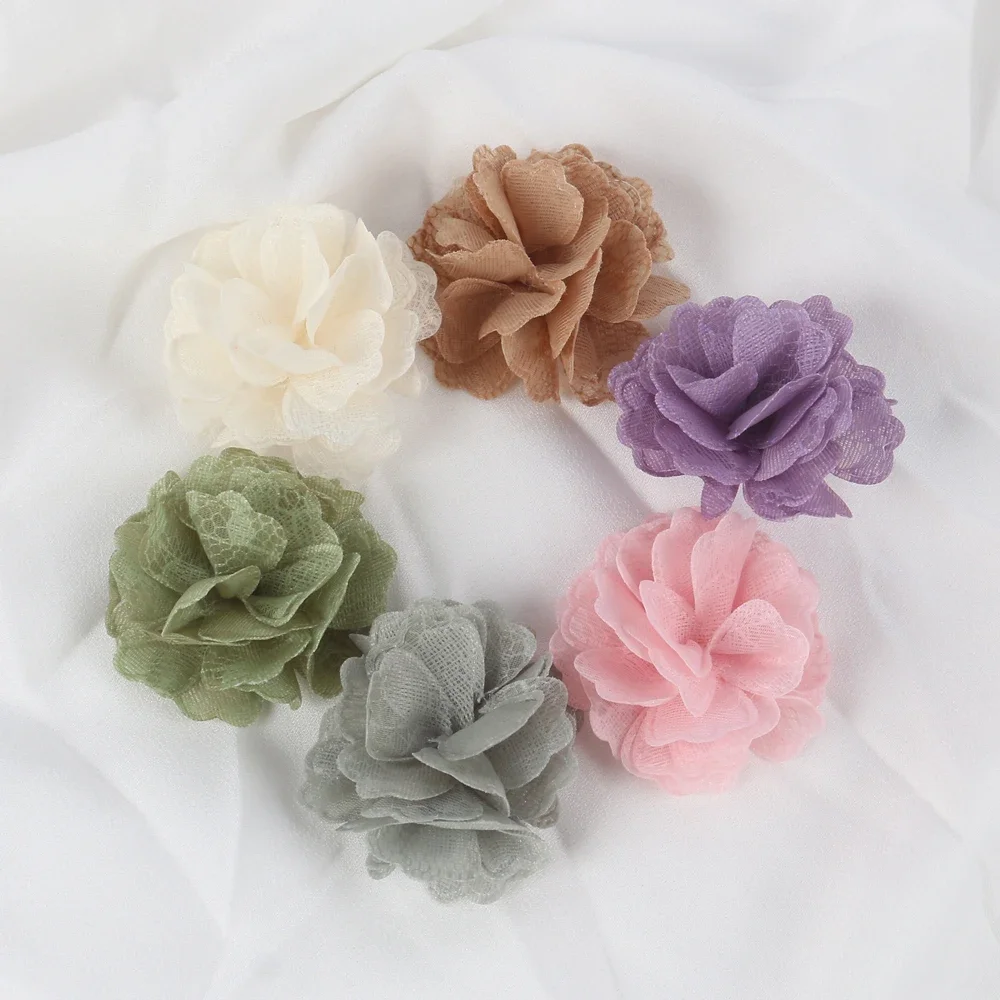 1pcs Handmade Organza Fabric Artificial Rose Flower Patch For Wedding Dress Hats Decor Corsage Headwear Accessories