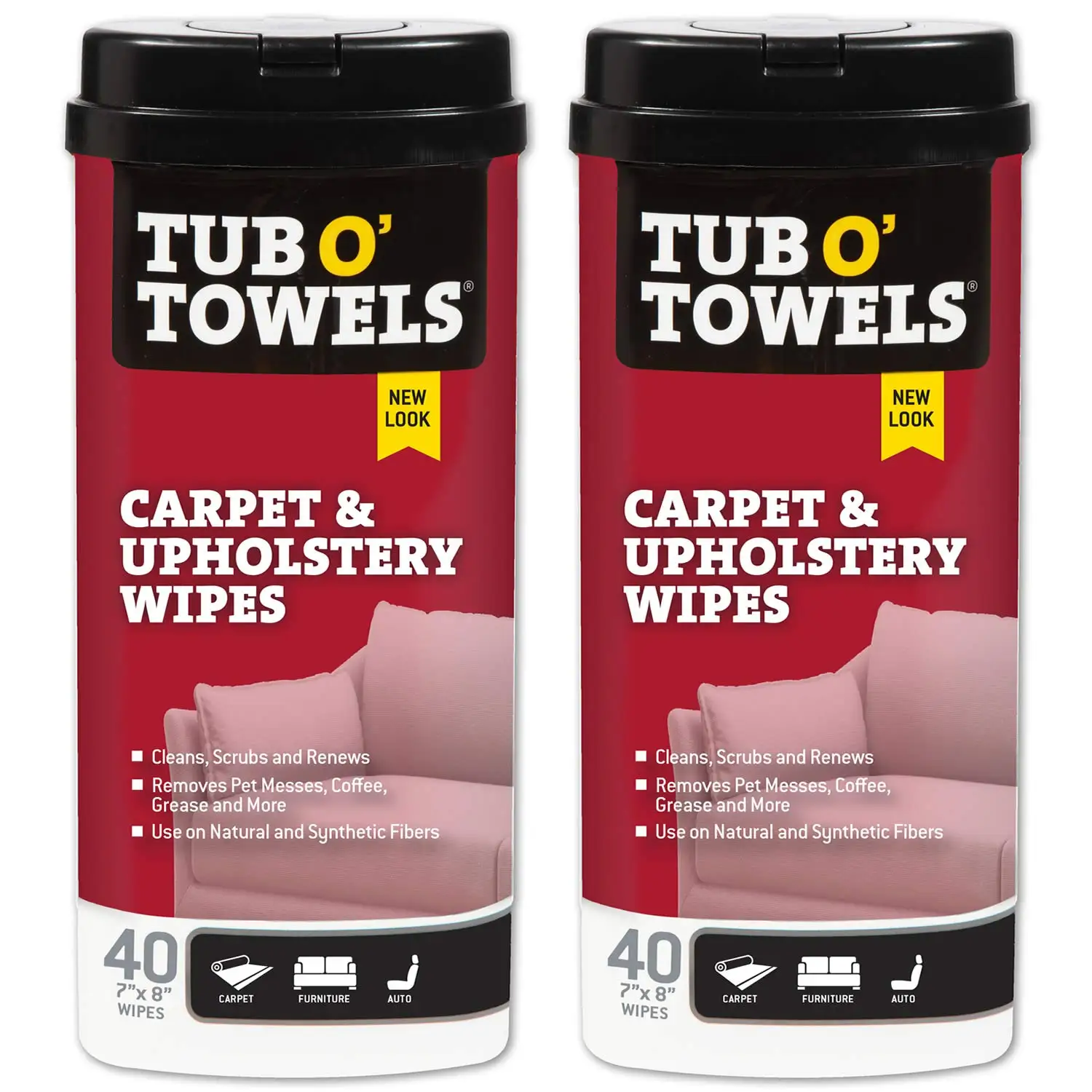 

Extra Strength Carpet & Upholstery Cleaning Wipes, 2-Pack with Light Citrus Scent, Safe on All Fibers