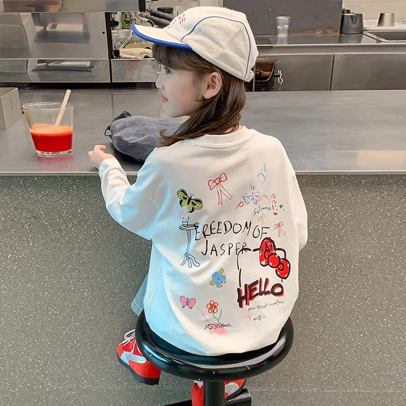

Cotton Printing Kids Spring Autumn Clothes Children Girls Fashion T-shirt Children's Coat Girl 6 7 Years T-shirts Clothing 4 8