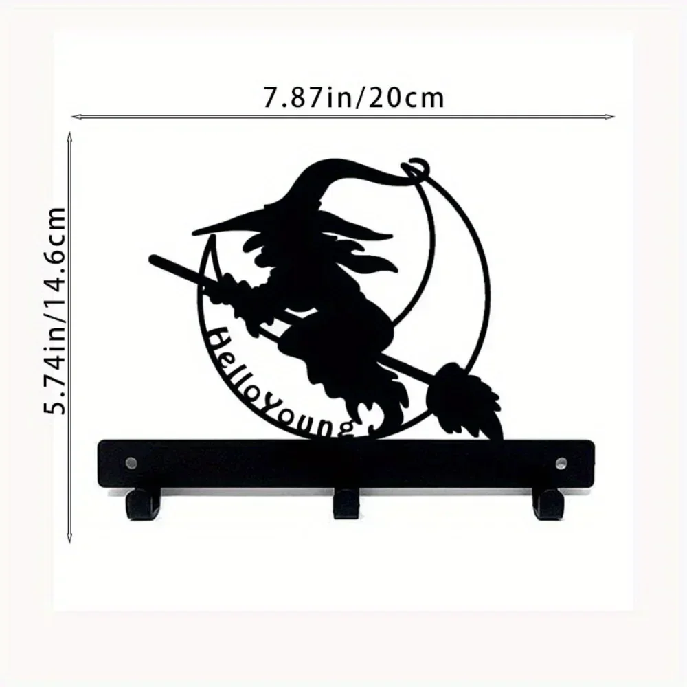 Lovely 1pc Halloween Hook Decor: Moon Witch Design for Clothes and Key Hooks. A Adorable Storage Rack for Halloween.