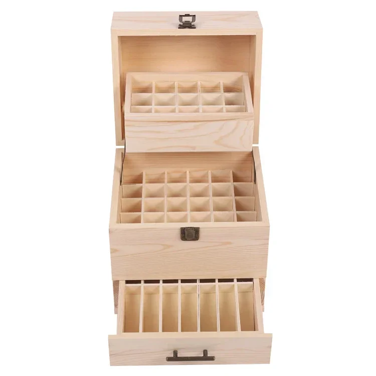 59 Grid Level 3 Space Savings Wooden Storage Boxes Case Essential Oil Storage Case box Multi-Tray Organizer Large Organizers