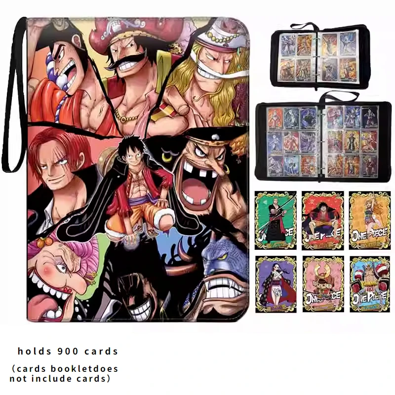 900 Pcs Anime One Piece Luffy Zoro Cards Book Zipper PU Leather Cards Binder Display Game Collection Card Kids Toy Gift