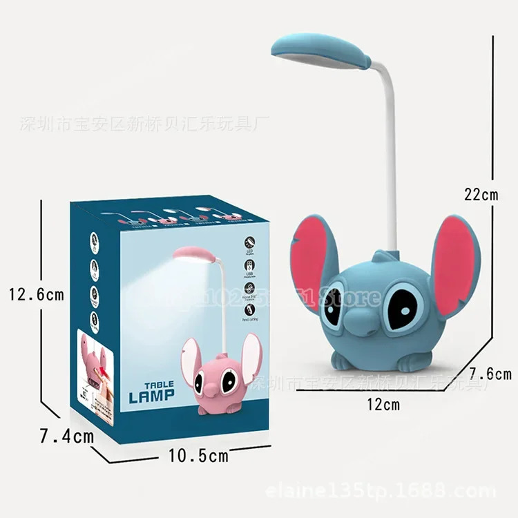 Disney Stitch Desk Lamp Aesthetic Cute Stich Figure Shape Bedroom Room Lighting Students Reading Light  Eye Protection Gifts