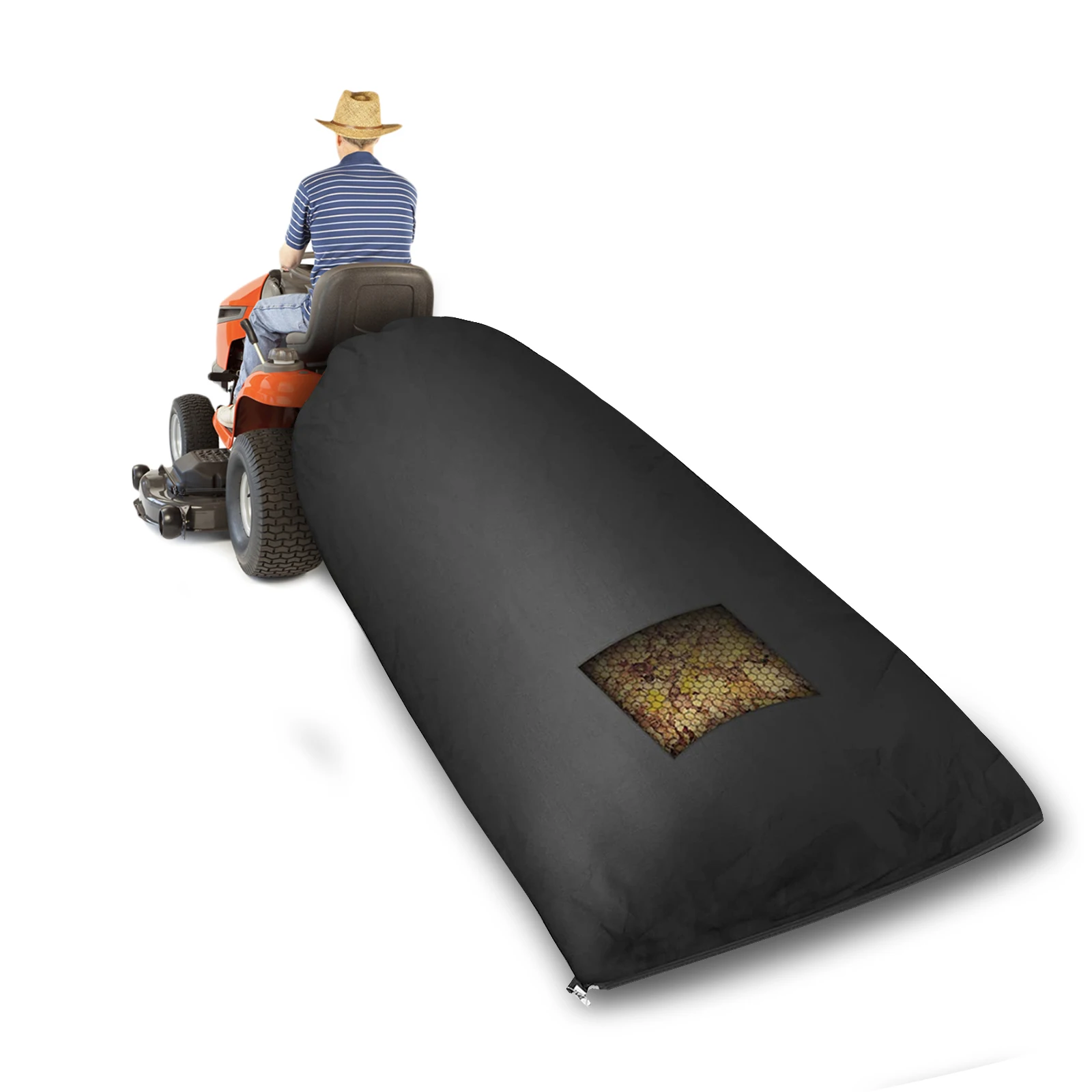 Lawn Tractor Leaf Storage Bag Black Oxford Cloth End Zipper Design Leaves Collection Bags For Garden Courtyard Sweeping Machine