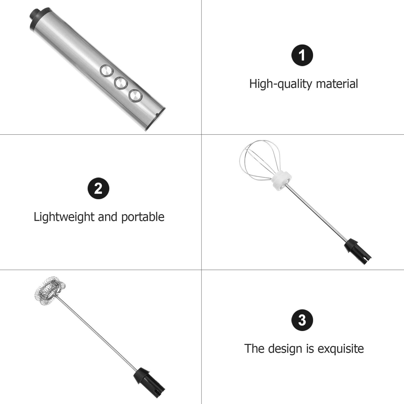 

1Set Electric Milk Frother Handheld 3- Mixer Portable Foamer Egg Beater Kitchen Milk Bubbler Electric Foamer
