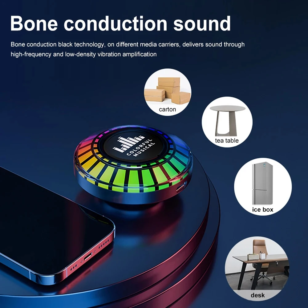 Bone Conduction Bluetooth Speaker APP Control Atmosphere Light Pickup Rhythm Lamp RGB HIFI Stereo Sound Box Wireless Speaker