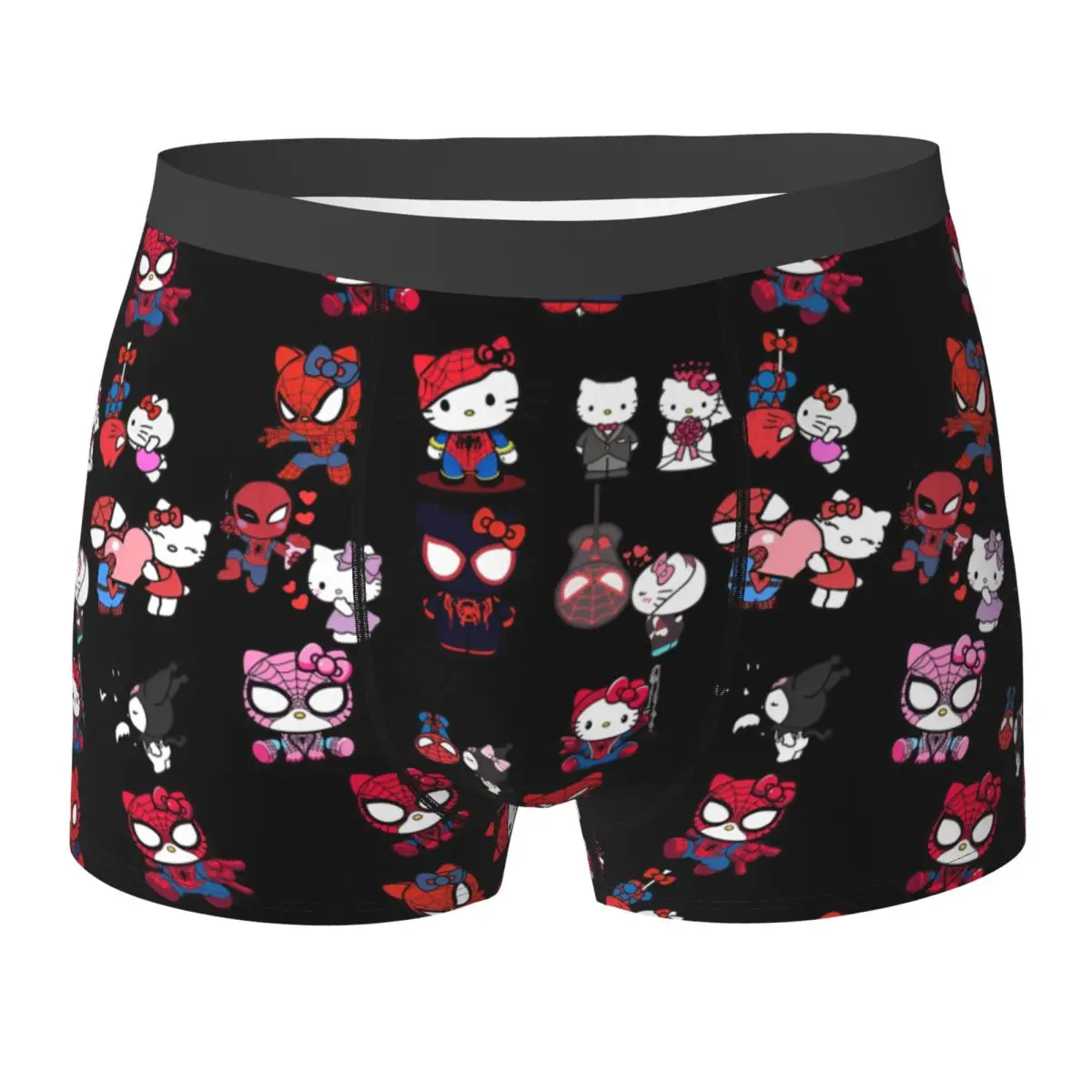 Hello Kitty X Spiderman KISS Shorts Briefs Underwear Hot Sale Men Comfortable Boxer Shorts Printing Large Size Underpants