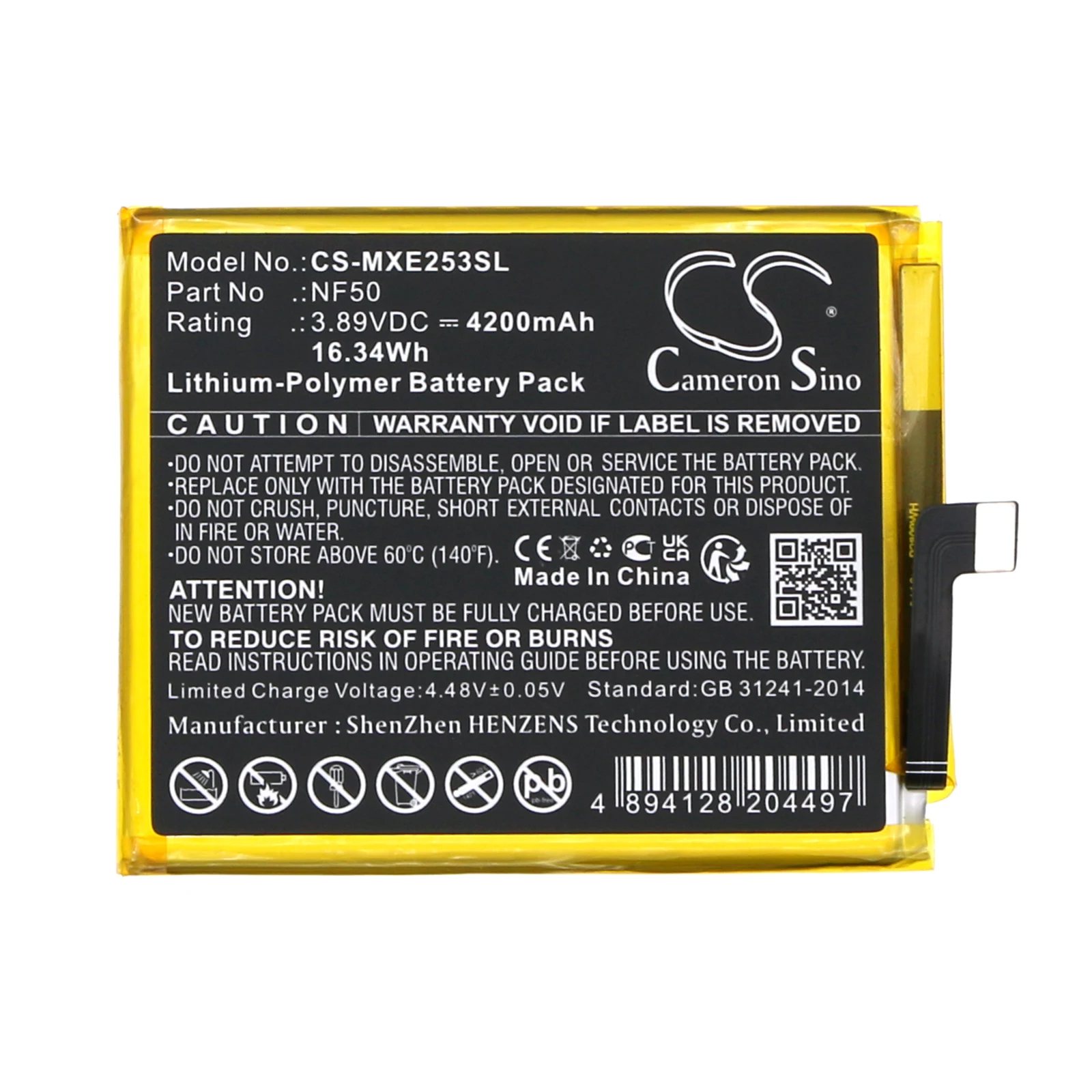 

4200mAh 3.89V 16.34Wh Mobile, SmartPhone Li-Polymer Battery for Motorola NF50 XT2205-3 Egde 2022