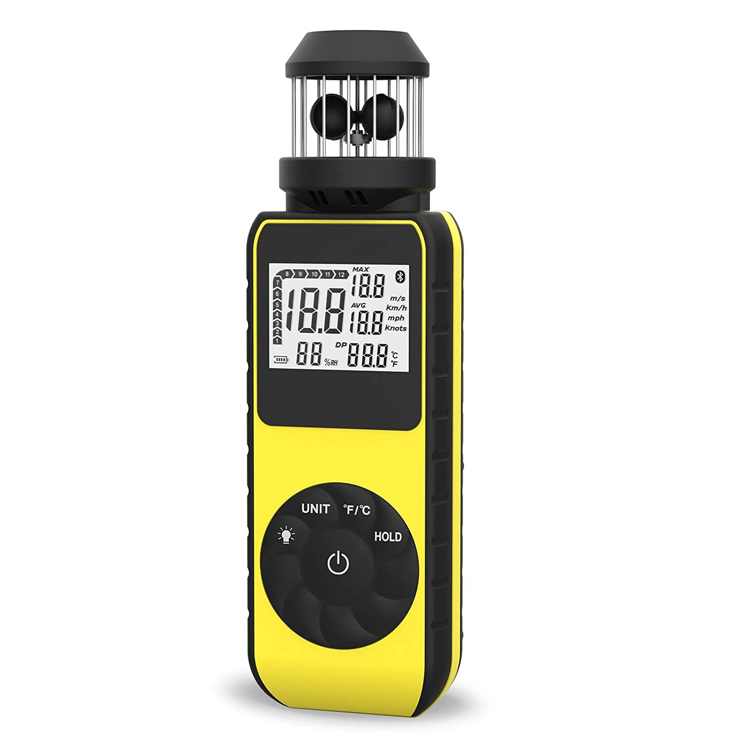 

Anemometer HP-881M Handheld Anemometer Wind Meter Direction for Measuring Wind Speed, Temperature with LCD Backlight