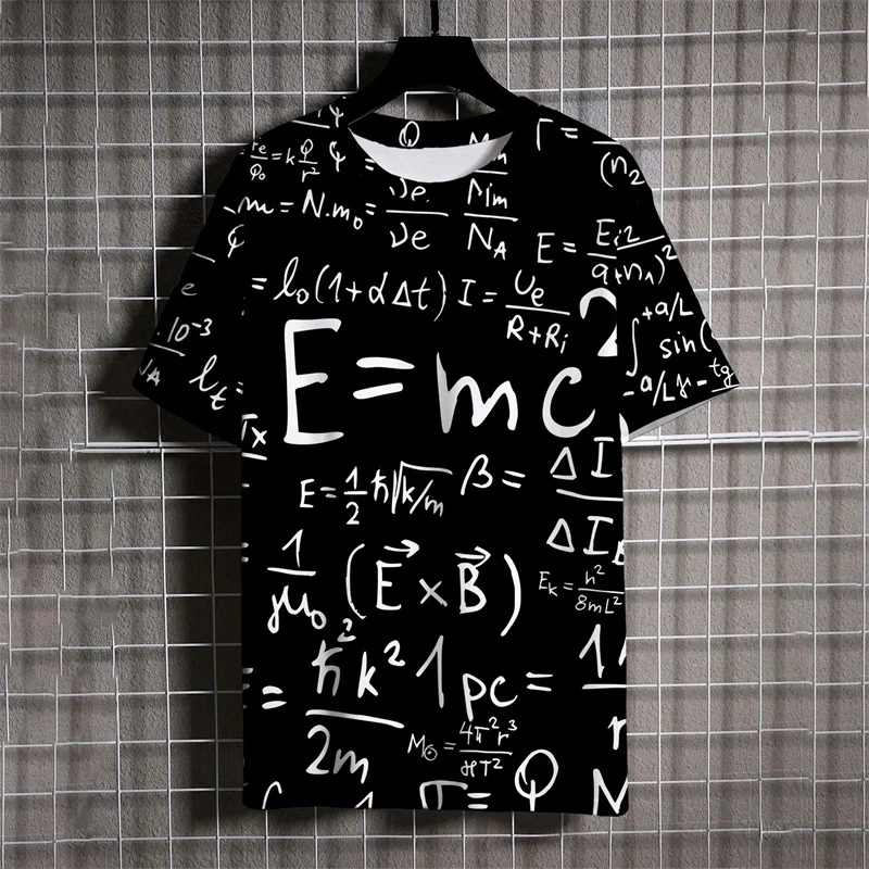 

3D Printed Math Formula T-Shirt For Men Experiment Pattern T Shirts Summer Casual Short Sleeves Round Neck Tops Trend Loose Tees