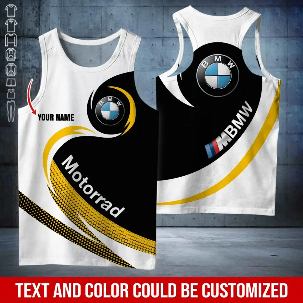 

2025 New Unique Design 3D Printed BMW Logo Motorcycle Riding Lightweight Loose Sleeveless Sports Vest Accepting Customize Name