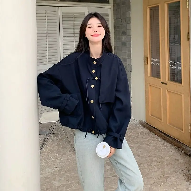 

Chic And Elegant Woman Jackets Women Broad Snap Geometric Colour Cuffed Good-Looking Metallic Fitted Loosen Dye Chinese-Style