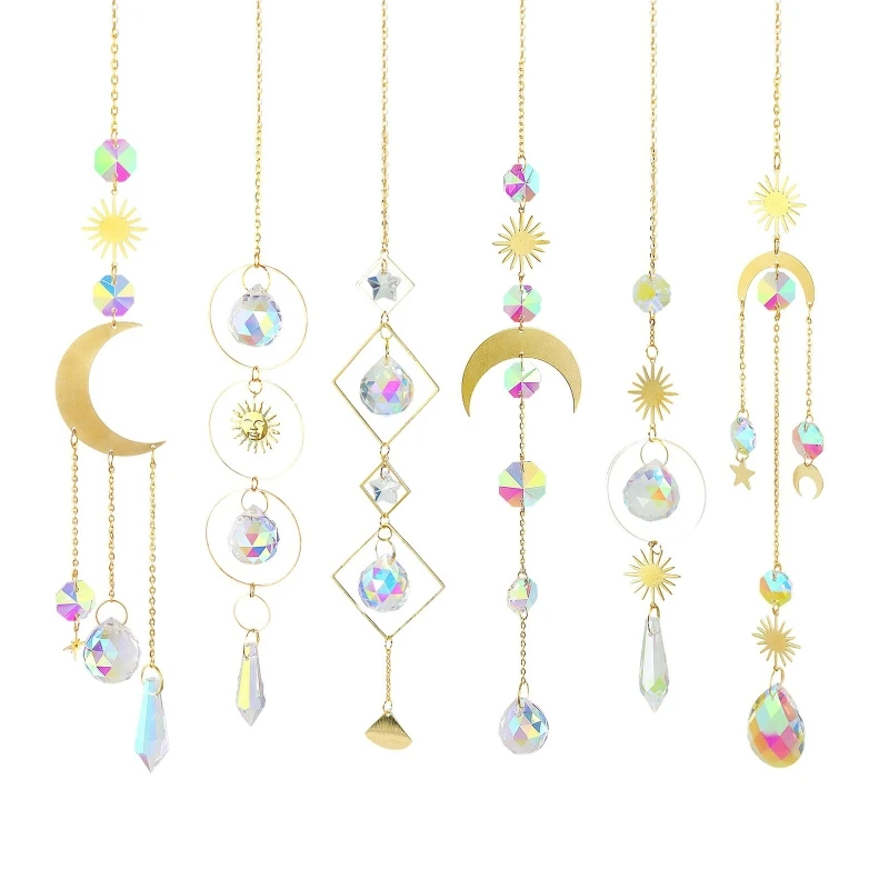 Design Crystal Wind Moon Star Hanging Pendant for Sun Catcher Ornament