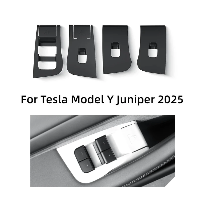 

Кнопки переключателя стеклоподъемника для Tesla Model Y Juniper 2025, аксессуары, 4 шт., силиконовая крышка открытой ручки двери, защитная наклейка для автомобиля