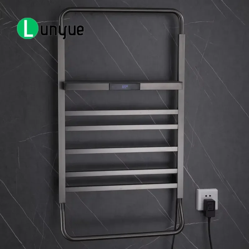 Modern Electric Radiator Heater Stainless Steel Wall Mounted Towel Warmer Adjustable Constant Temperature Timer Switch For