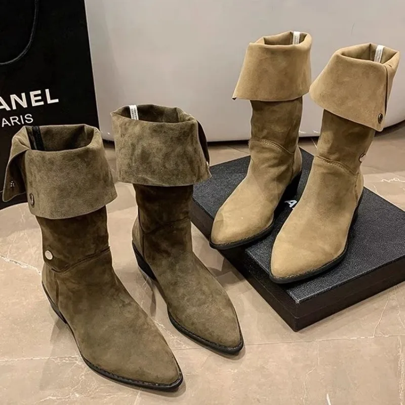 Botas hasta la rodilla para mujer, zapatos largos de tacón de eje alto, elegantes, elásticos, estilo Chelsea, punta estrecha, góticos, Y2k Rock,