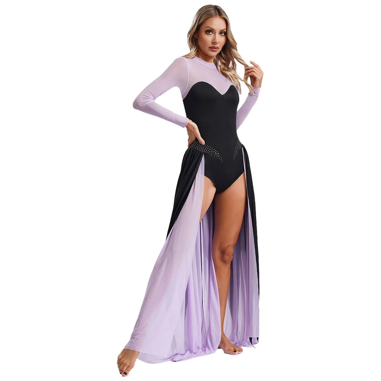 

New Womens Halloween Mermaid Sea Witch Cosplay Costume Long Sleeve Sparkle Diamonds Tulle Dress Maxi Dress Bodysuit Gothic Dress