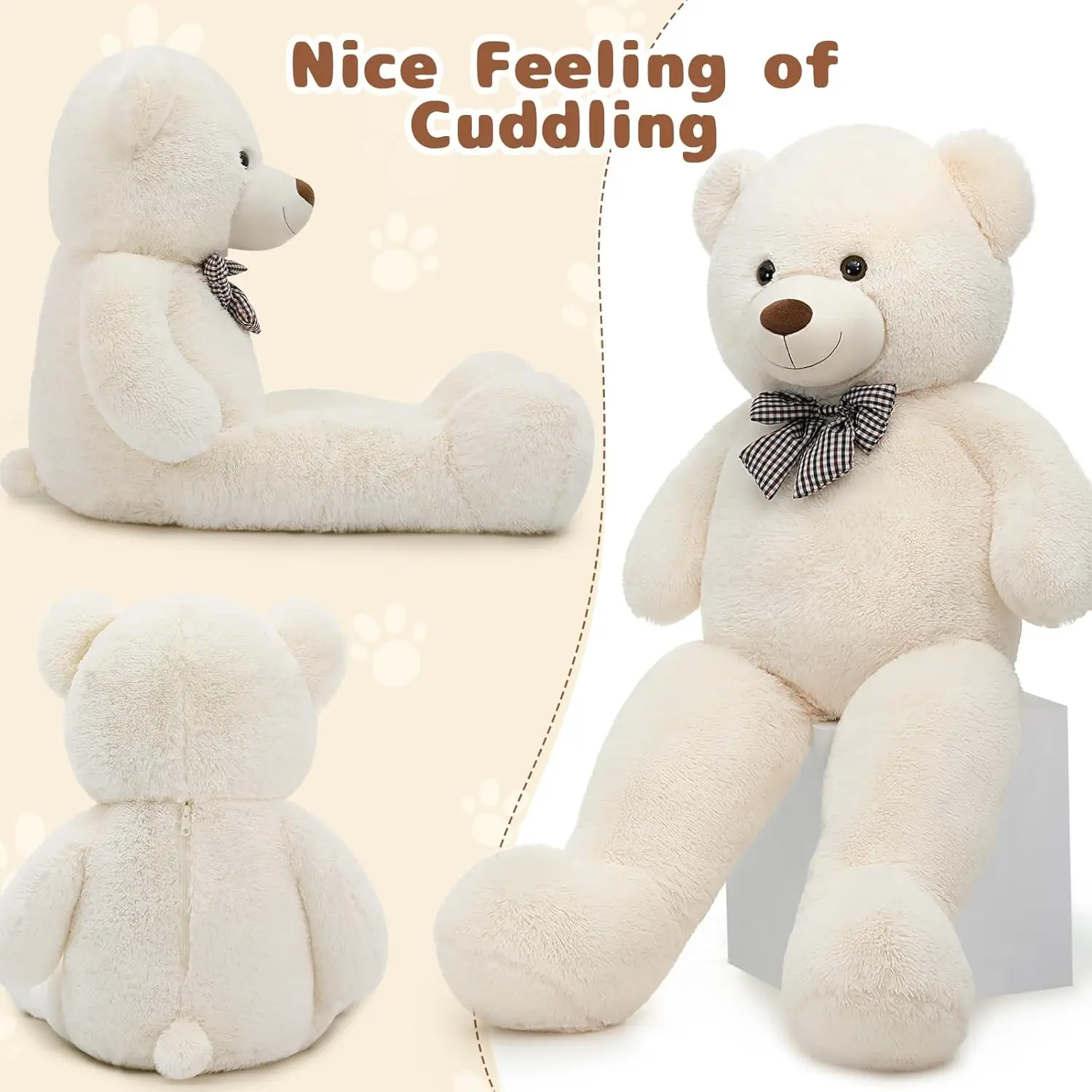 Giant Teddy Bear  4 Feet Stuffed Animal Stuffed Bear Baby Shower Life Size Large Teddy for Girlfriend Boyfriend Wife Children