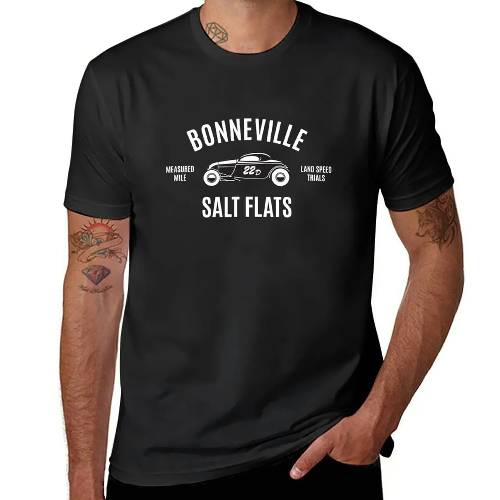 

New Vintage Bonneville Salt Flats Coupe racer emblem - white print T-Shirt plus size tops Short sleeve men workout shirt