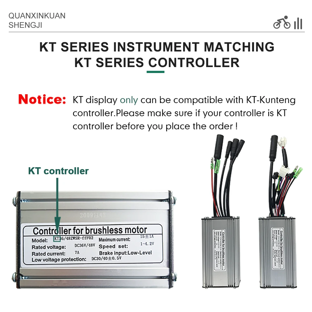 KT LCD10H Display Electric Bicycle Large Screen Display LCD-10-H 24V/36V/48V KUNTENG Display for Ebike Conversion Kit