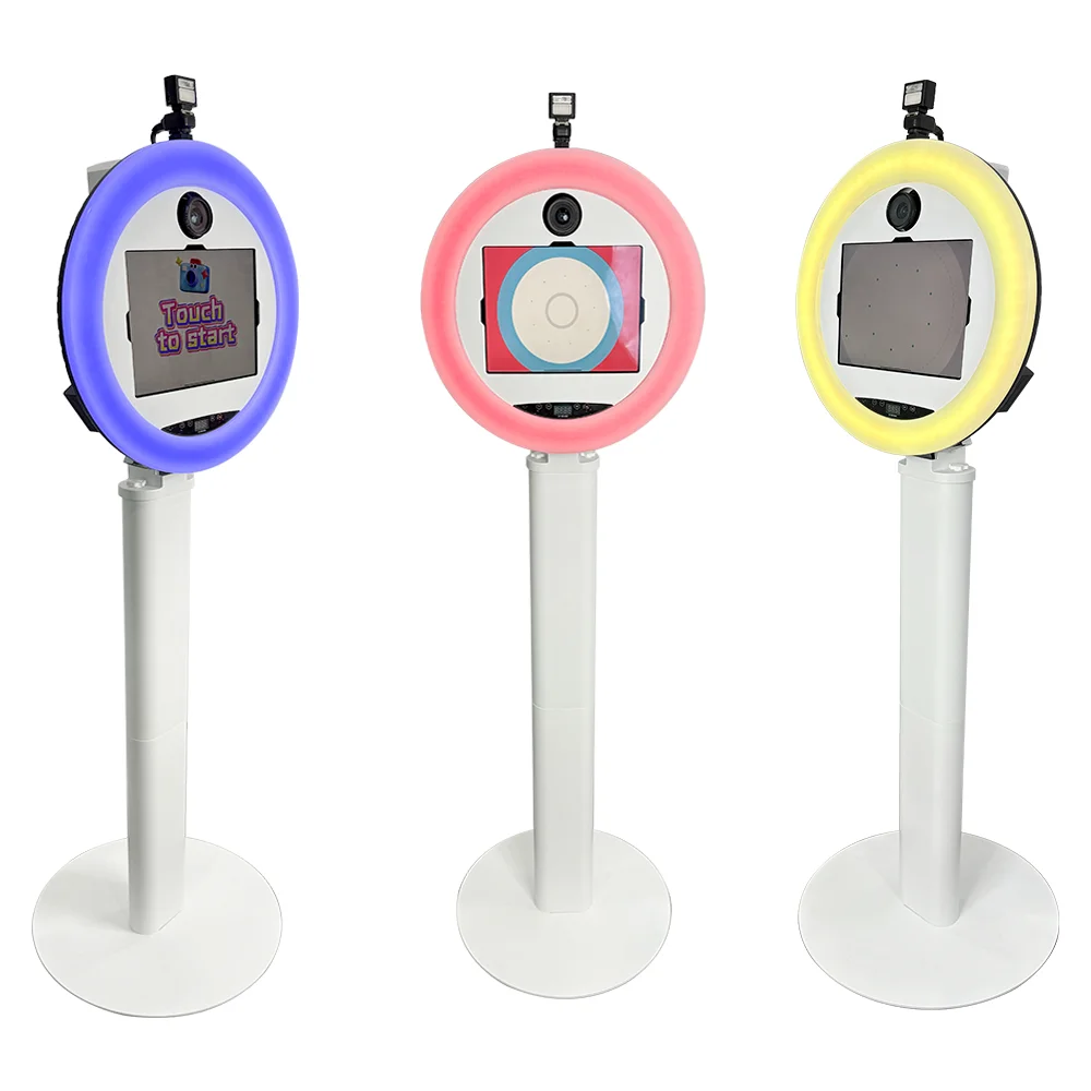 Compatible with 10.9/11/12.9/13-inch iPads, Roamer photo booth shell, adjustable camera angle, suitable for wedding events.