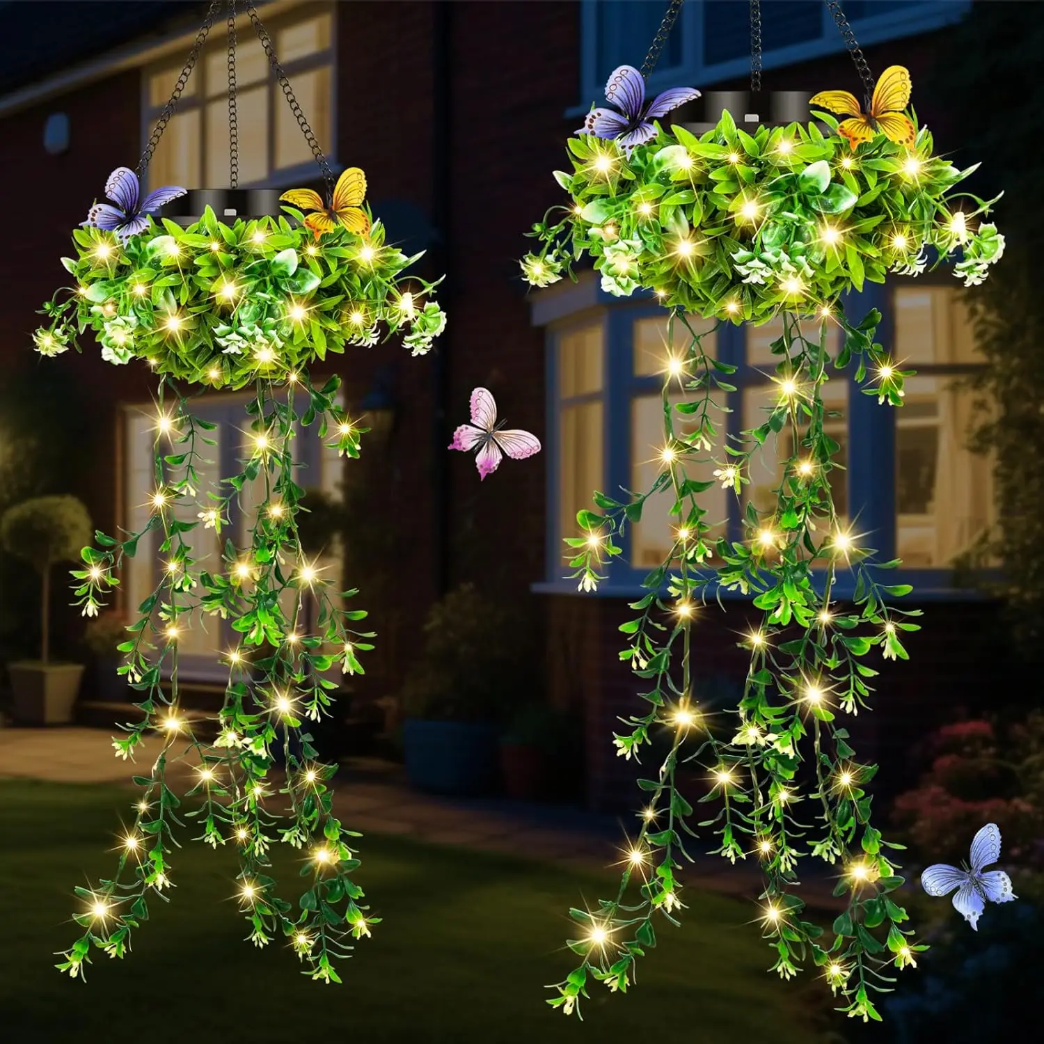 

1/2/4PCS Solar Outdoor Artificial Ivy Light Waterproof Hanging Plant Garden Balcony Decor Landscape Decoration Lamp