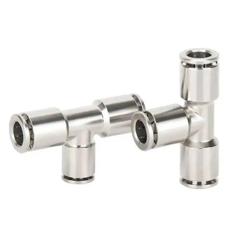 

Brass Pneumatic Quick Connector Nickel Plated Insert Tube Connect PE6/8/10 Three-way Variable Diameter