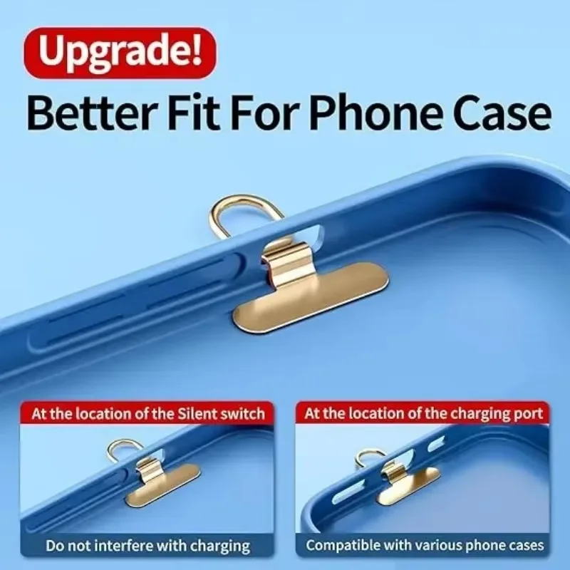 Mini Stainless Steel Phone Tether Tab CellPhone Lanyard Metal Clip Universal Strap DIY Patch Lanyards Strap Replacement Patches