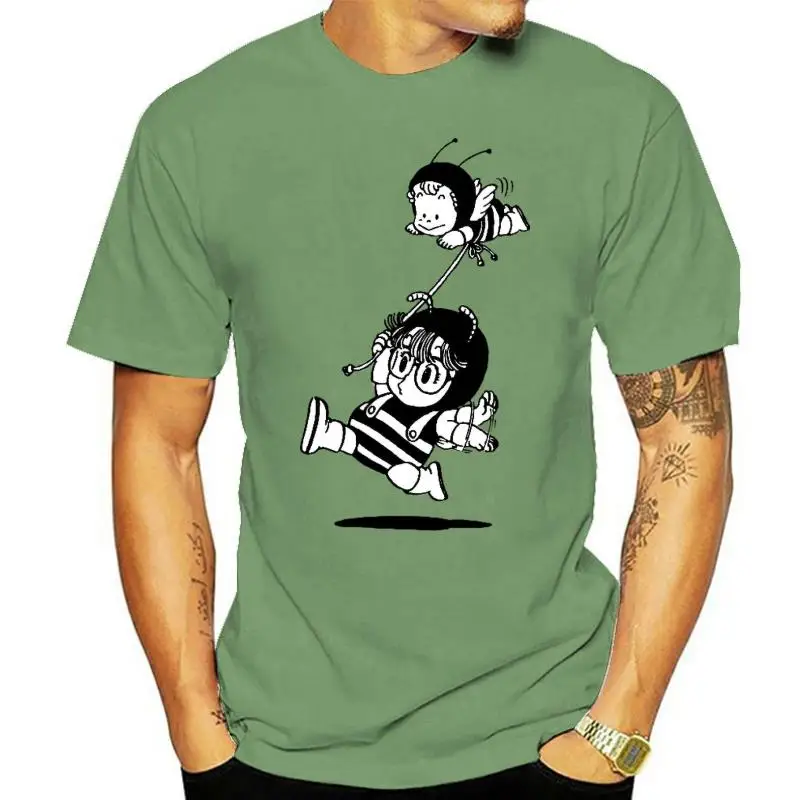 Arale Gachan Bees T-Shirts Men Dr Slump Toriyama Anime Manga 90s Cute Robot 80s 100% Cotton Tees Short Sleeve T Shirt Plus Size