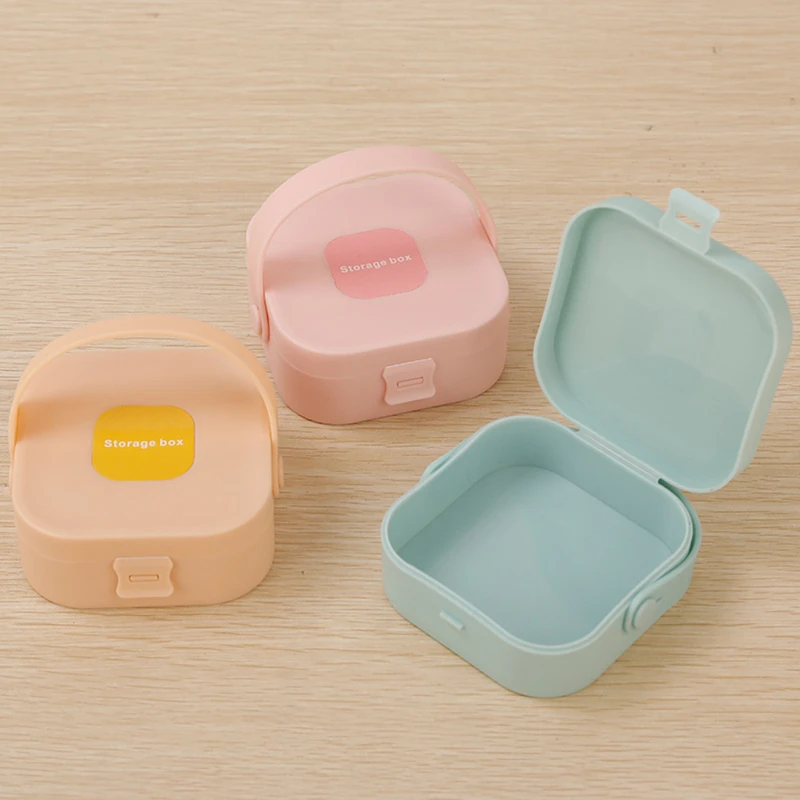 Denture Box Plastic Jewelry Box Portable Premium Handheld Storage Box Jewelry Square Box Large Capacity Dustproof Storage Box