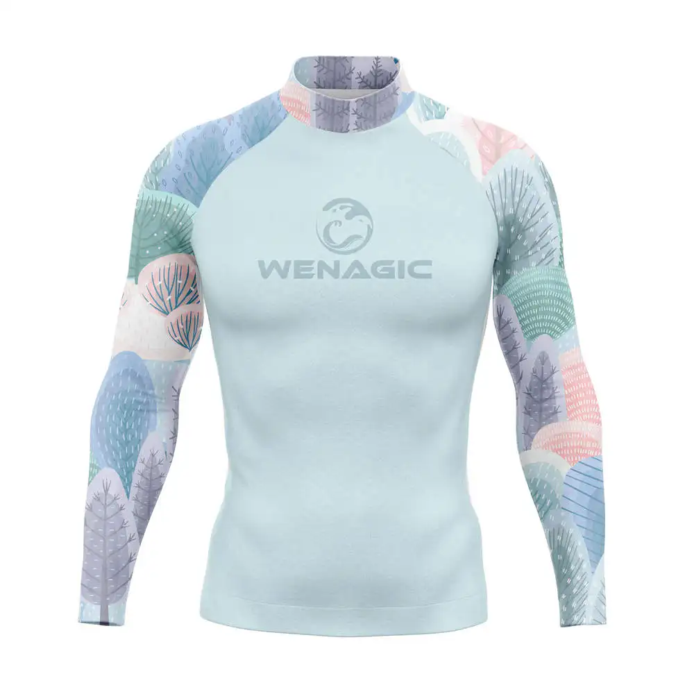Men Swimsuit Swimming T-shirt Beach UV Protection Swimwear Rash Guard Long Sleeve Surfing Diving Swimsuit Surf T-shirt Rashguard