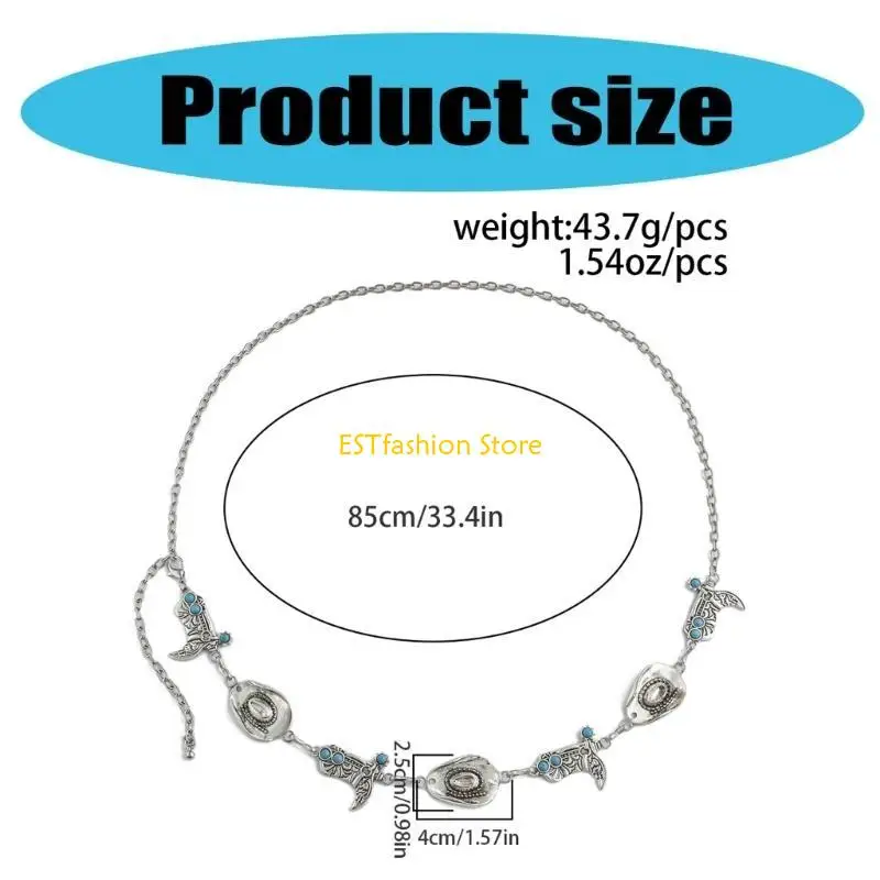 Y5GC سلسلة الخصر المتقنة مجوهرات كاوبوي للجسم سلسلة حزام البطن للشاطئ