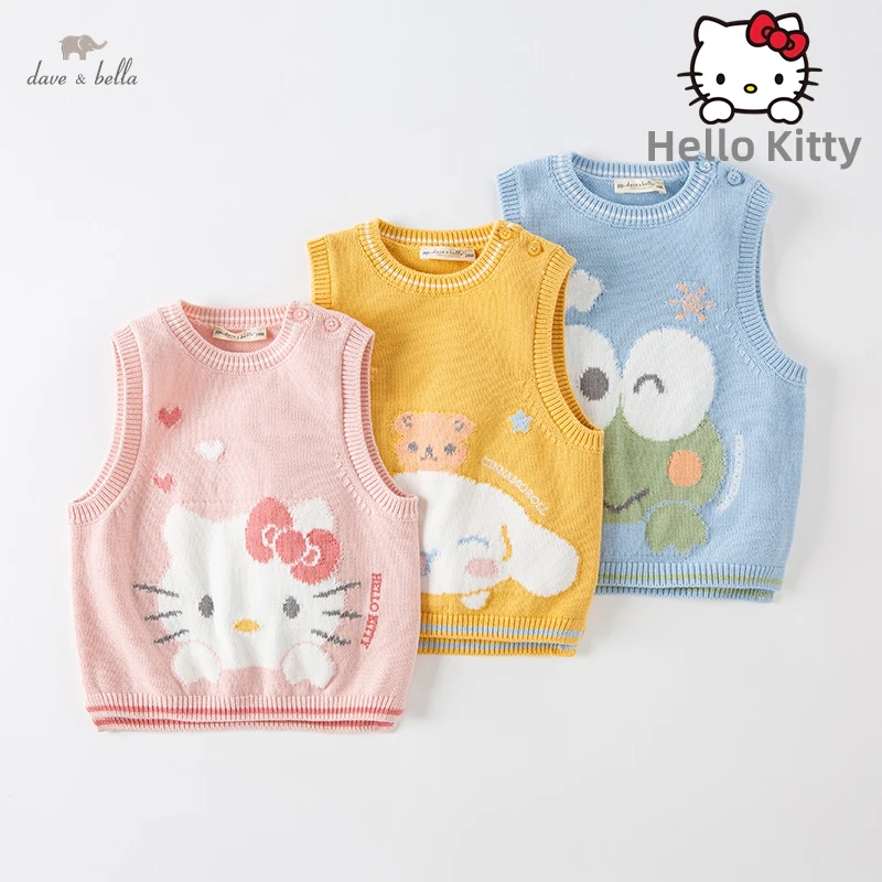 

Hello Kitty Dave Bella Baby Girl Knitwear Sleeveless Sweaters Autumn Boys Cotton Vest Coat Tops Knit Waistcoat DB3222404