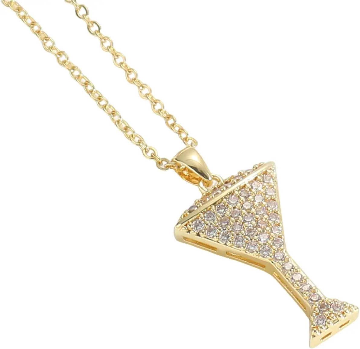 

Sparkling Wine Glass Charm Pendant Necklace for Women, Elegant Crystal Clavicle Chain Jewelry