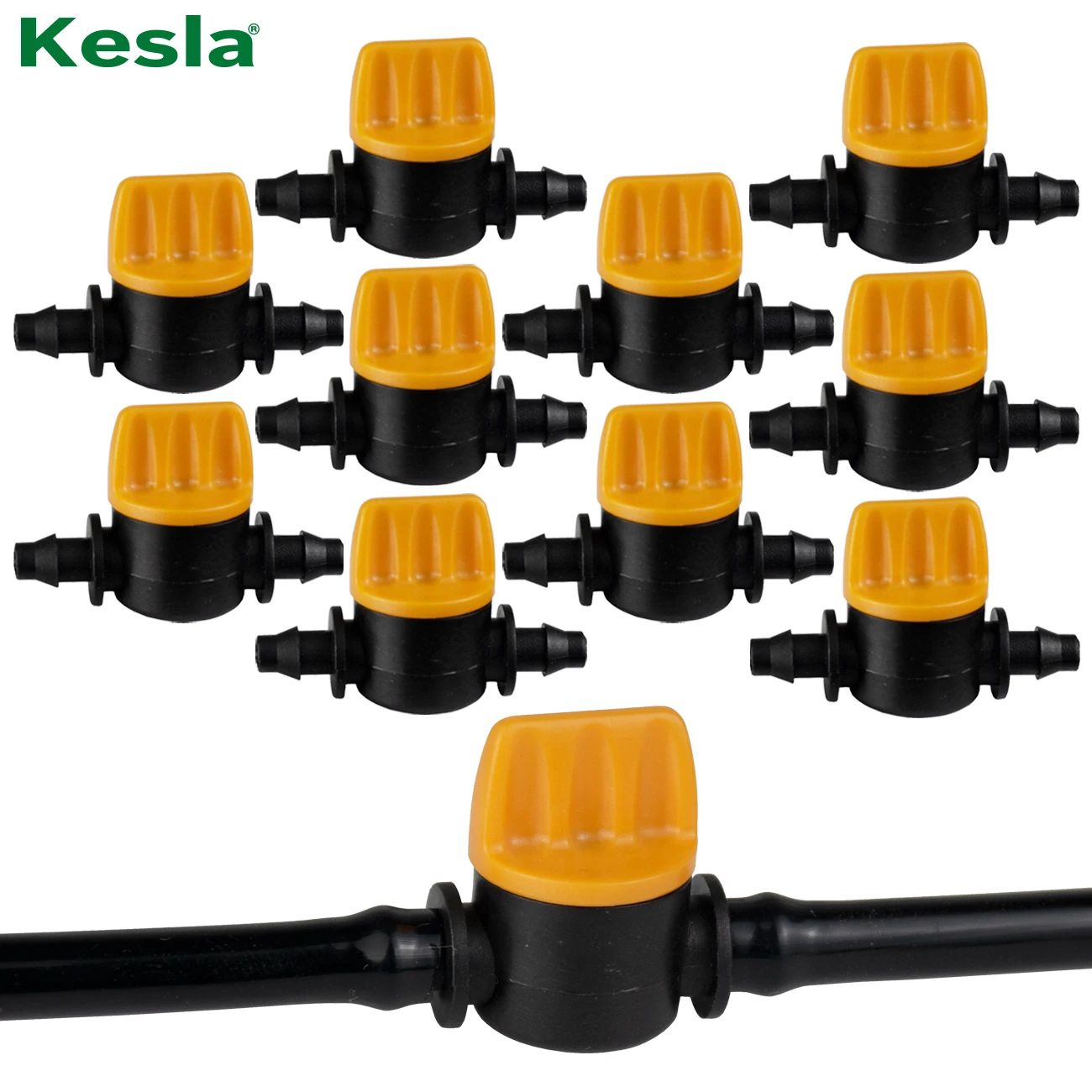 KESLA 10PCS 1/4'' Barbed Mini Valve Shut Off Coupling Connectors for 4/7mm Hose Garden Water Irrigation Pipe Adaptor Greenhouse