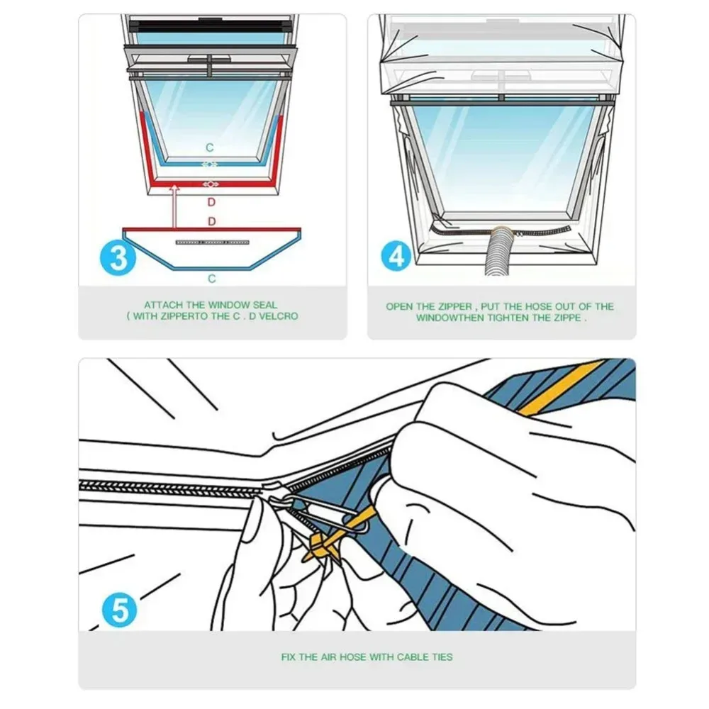 Incline Skylight PAC Sealing Cloth Portable Air Conditioner Vent Hose Cover For Slope Tilt Roof Window Hot Air Isolation view 4