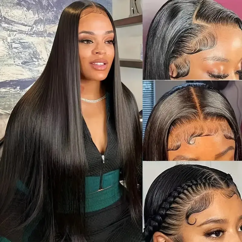 Rosabeauty 13x6 Straight Lace Front Wig Human Hair 40 Inch  Frontal Glueless Ready to Wear Wigs 150%  For Women